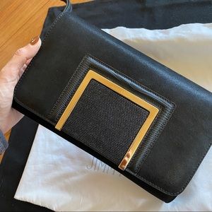 Jimmy Choo black suede and leather clutch